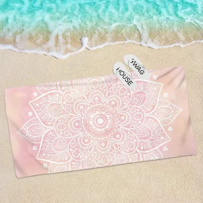 Fashion Mandala Beach Print Rectangular Fringe Towel for Women