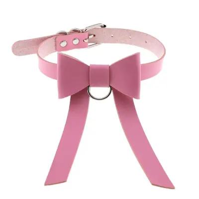 Women Gothic Solid Color Bowknot Design Choker Necklace