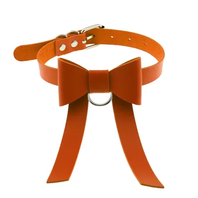 Women Gothic Solid Color Bowknot Design Choker Necklace