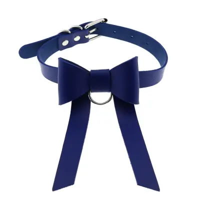 Women Gothic Solid Color Bowknot Design Choker Necklace
