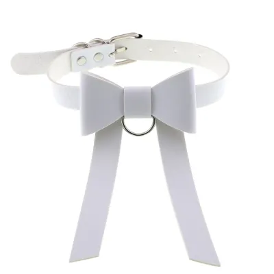 Women Gothic Solid Color Bowknot Design Choker Necklace