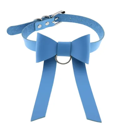 Women Gothic Solid Color Bowknot Design Choker Necklace