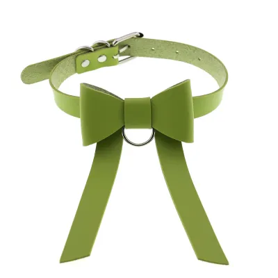 Women Gothic Solid Color Bowknot Design Choker Necklace