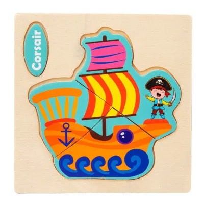 3D Wooden Children's Jigsaw Puzzle Educational Toys Cartoon Unisex 10.5*10.5*0.4cm
