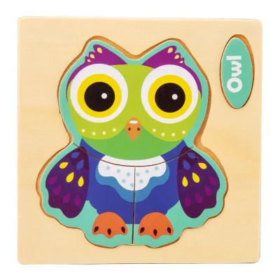 3D Wooden Children's Jigsaw Puzzle Educational Toys Cartoon Unisex 10.5*10.5*0.4cm