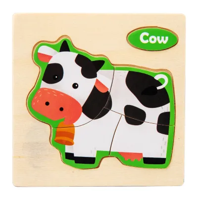 3D Wooden Children's Jigsaw Puzzle Educational Toys Cartoon Unisex 10.5*10.5*0.4cm