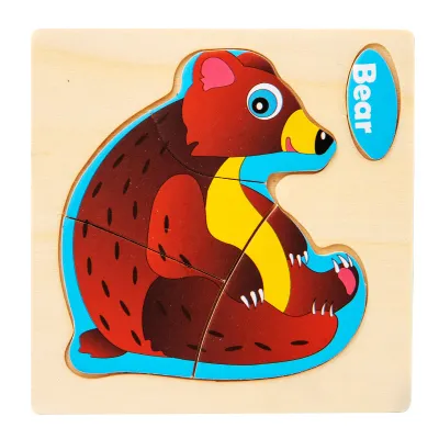 3D Wooden Children's Jigsaw Puzzle Educational Toys Cartoon Unisex 10.5*10.5*0.4cm