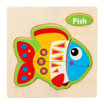3D Wooden Children's Jigsaw Puzzle Educational Toys Cartoon Unisex 10.5*10.5*0.4cm