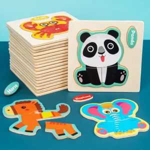 3D Wooden Children's Jigsaw Puzzle Educational Toys Cartoon Unisex 10.5*10.5*0.4cm