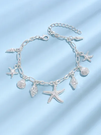 Retro Beach Footwear Starfish Conch Shell Pendant Fashion Women's Anklet
