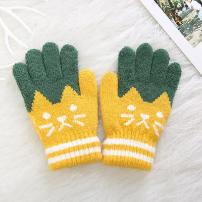 2019 Brand New Kids Baby Girls Boys Winter Knitted Gloves Cartoon Warm Mittens Toddlers Outdoor Cartoon Cats Cute Gloves