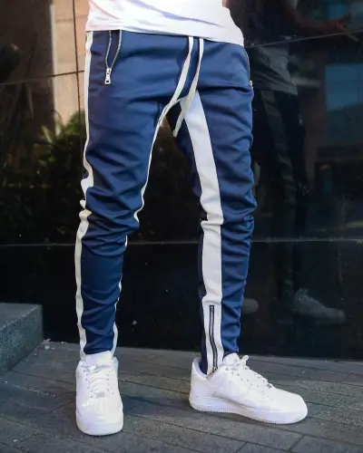 Men Fashion Casual Fitness Skinny Color Block Sports Pants