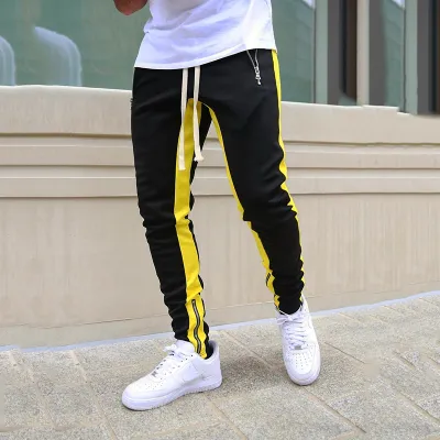 Men Fashion Casual Fitness Skinny Color Block Sports Pants
