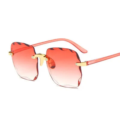 Woman Classic Vintage Square Gradient Mirror Frameless Sunglasses UV400