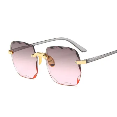 Woman Classic Vintage Square Gradient Mirror Frameless Sunglasses UV400