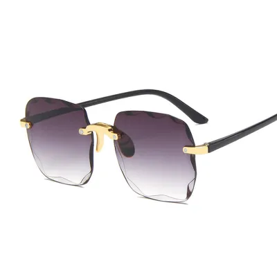 Woman Classic Vintage Square Gradient Mirror Frameless Sunglasses UV400