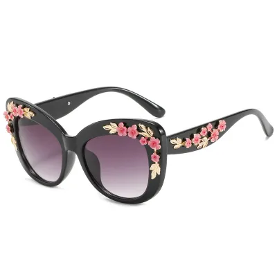 Women Unique Flower Design Cat Eye Sunglasses