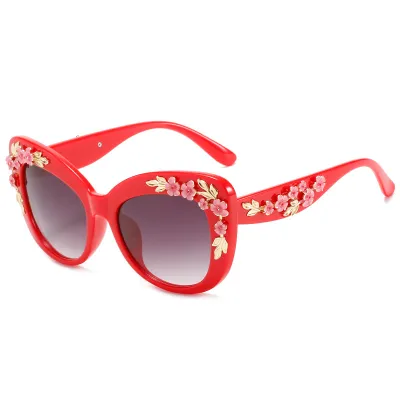 Women Unique Flower Design Cat Eye Sunglasses