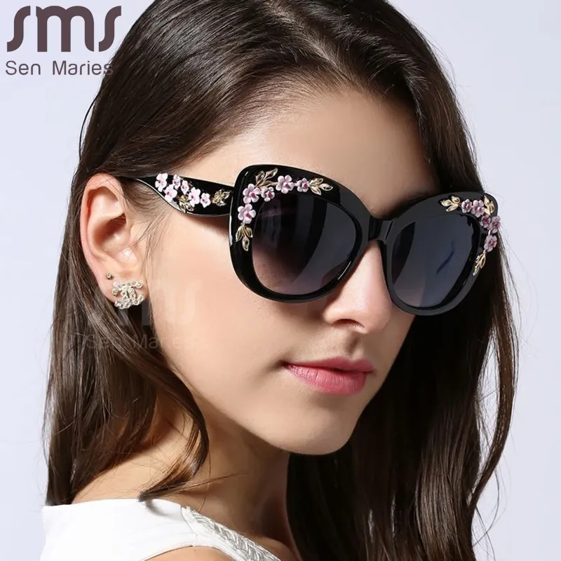 Women Unique Flower Design Cat Eye Sunglasses