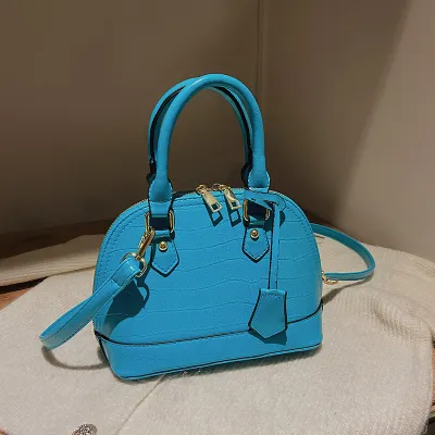 Women Fashion Zipper Crocodile Pattern PU Shell Shape Crossbody Bag
