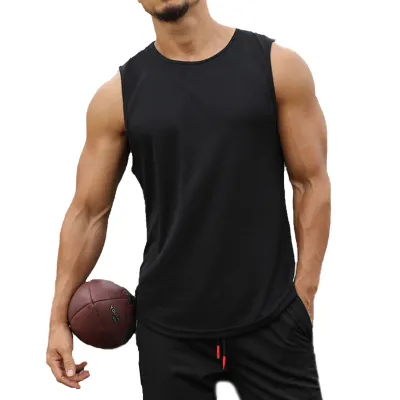 Camiseta Deportiva Sin Mangas para Hombre Escote Redondo Color Sólido Running Fitness