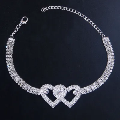 Fashion Rhinestone Heart Anklet For Women Ankle Chain Foot Jewelry