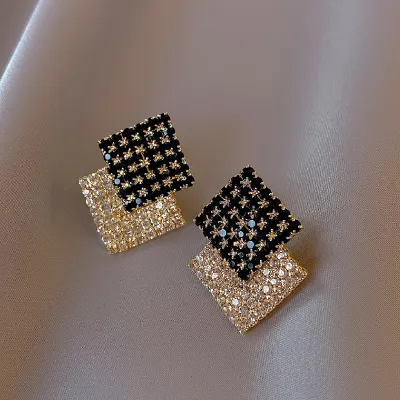 Women Trendy Rhinestone Geometric Stud Earrings Jewelry