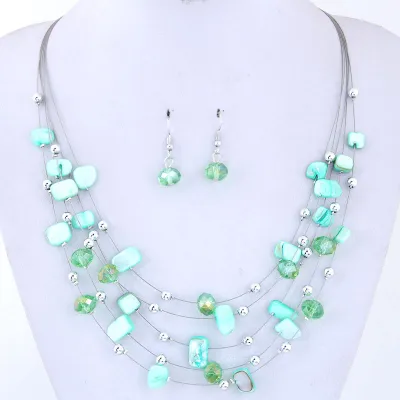 Women Bohemian Beach Shell Crystal Beads Jewelry Set