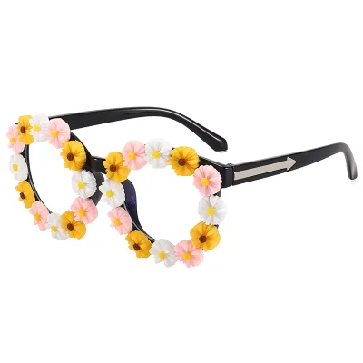Kids Summer Sweet Style Sunflowers Frame Outdoor Casual Glasses Adjustable Strap
