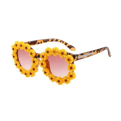 Kids Summer Sweet Style Sunflowers Frame Outdoor Casual Glasses Adjustable Strap