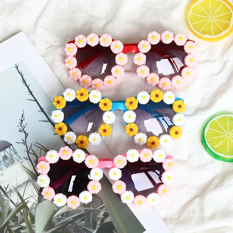 Kids Summer Sweet Style Sunflowers Frame Outdoor Casual Glasses Adjustable Strap