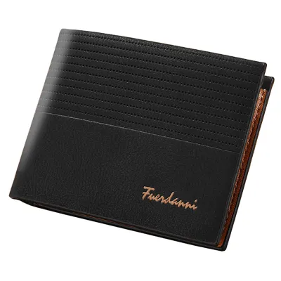 Men Vintage Leather Short Slim Wallet with Money Clip and Credit Card Holder