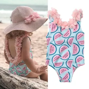 Baby Sleeveless Watermelon Printed Backless One-Piece Bathing Suit Beach Bathing Suit