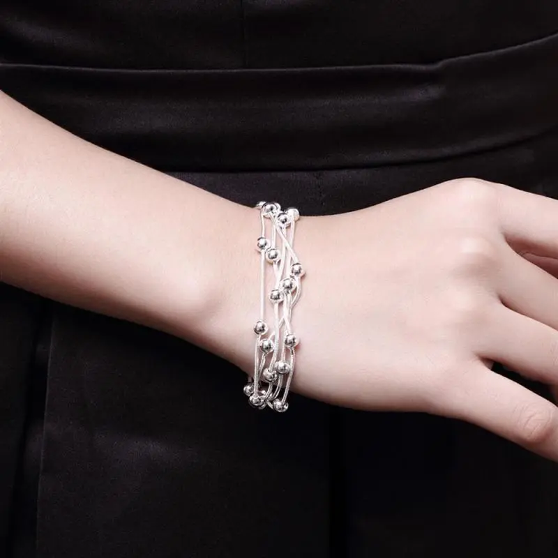 Snake Chain Round Beads Bracelet Women Fashion Jewelry