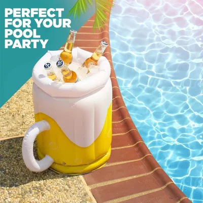 PVC Inflatable Ice Bucket Beer Mug Inflatable Tray for Beach and Pool Parties