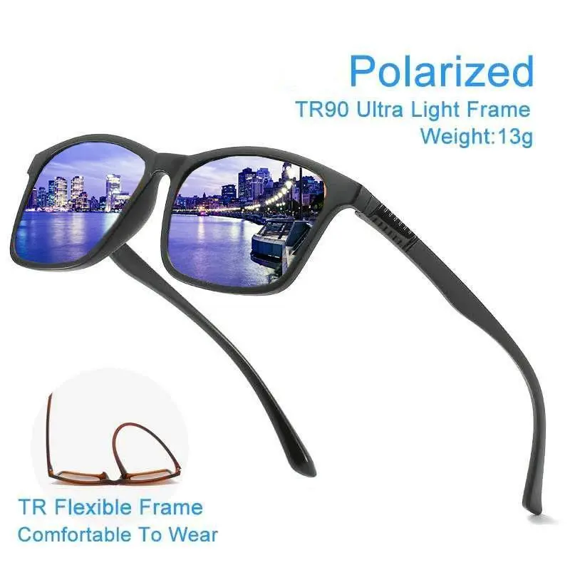 Men's Classic Polarized Driving Square Frame Sunglasses