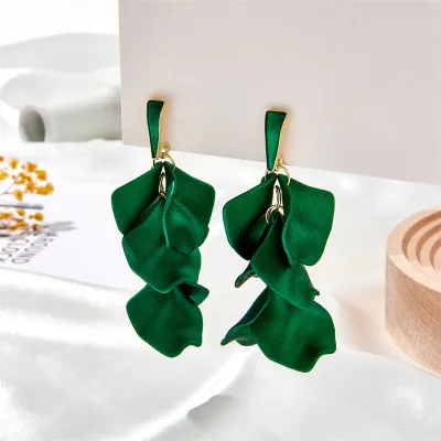 Women Classic Solid Color Leaf Acrylic Drop Earrings
