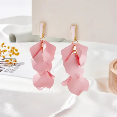 Women Classic Solid Color Leaf Acrylic Drop Earrings