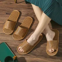 Women'S Fashion Round Toe Pearl Thick Sole Pure House Slippers