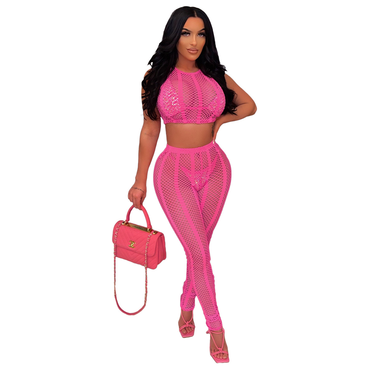 pink mesh crop top