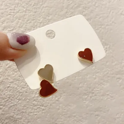 Christmas Red Zircon Crystal Bow Stud Earrings For Women Heart Shape Bowknot New Year Festival Jewelry