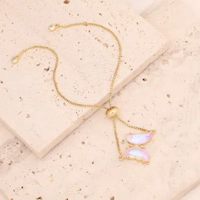 Fashion Jewelry Colorful Zircon Butterfly Charm Bracelet Personalized Light Luxury 18K Gold Plated for Women