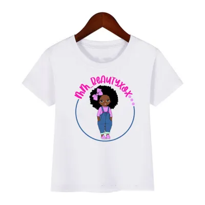 Kids Casual Round Neck Short Sleeve Cartoon Doll Pattern Milk Fiber Loose T-shirt