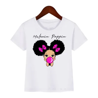 Kids Casual Round Neck Short Sleeve Cartoon Doll Pattern Milk Fiber Loose T-shirt