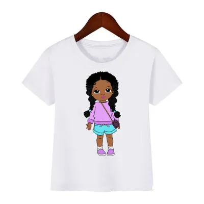 Kids Casual Round Neck Short Sleeve Cartoon Doll Pattern Milk Fiber Loose T-shirt