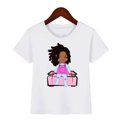 Kids Casual Round Neck Short Sleeve Cartoon Doll Pattern Milk Fiber Loose T-shirt