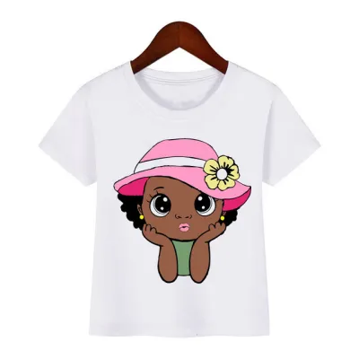 Kids Casual Round Neck Short Sleeve Cartoon Doll Pattern Milk Fiber Loose T-shirt