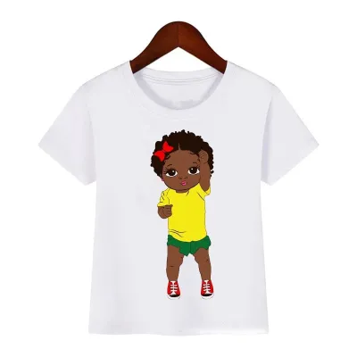Kids Casual Round Neck Short Sleeve Cartoon Doll Pattern Milk Fiber Loose T-shirt