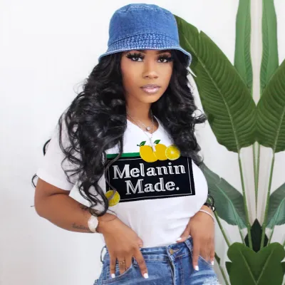 Women's Casual Crew Neck Letter Character Print Slim Fit T-Shirt
