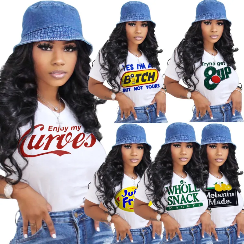 Women's Casual Crew Neck Letter Character Print Slim Fit T-Shirt